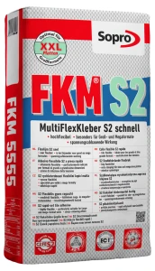 Sopro FKM S2 – Snabbhärdande högelastiskt lim för klinker, betong och natursten, 15 kg