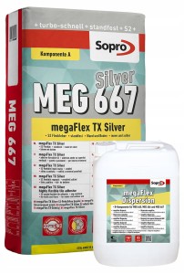 Sopro MEG 667 Silver – Tvåkomponents snabbhärdande högelastiskt kakel- och stenlim S2