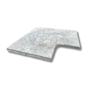 Trawertyn Kamień brzegowy  obrzeża do basenu bullnose narożnik Silver Greige Ash gr. 3cm.webp