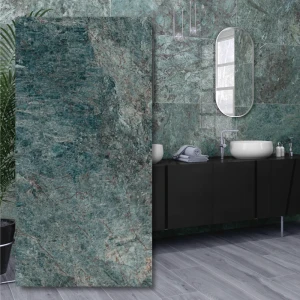 Lux Kionia Smeraldo polerad klinker 120x60, grön marmorlook