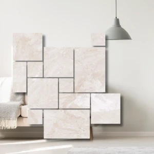 Marmorplattor Coffee White – Queen Beige (antik, tromlad) Roman Opus 0,742 m², 12 mm