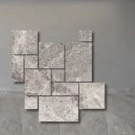 Atlantic Grey Roman Opus — 12 mm marmorplatta, satinmatt modulset 0,742 m²