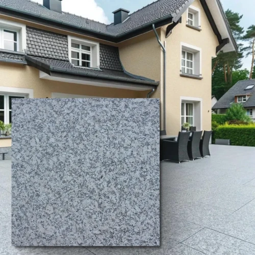 Płytka granitowa szara płomieniowana Bianco Sardo G602 60x60x3 cm