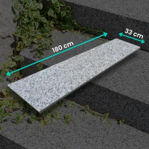 Parapet Stopnica granitowa szara płomieniowana Bianco Sardo G602 180x33x2 cm.webp