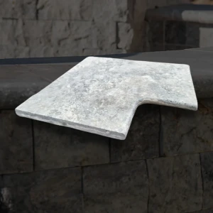 Travertin poolkant hörn 3 cm, bullnose – Silver Greige Ash