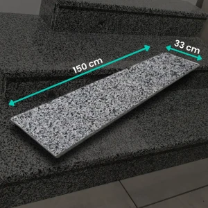 Granittrappsteg Dark Grey New G654 150x33x3 cm, flammad yta