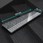 Polerat grafitgranittrappsteg med halkremsor G654 100×35×2 cm
