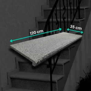 Trappsteg i granit G654 New Dark Grey 120x35x2 cm – Bullnose