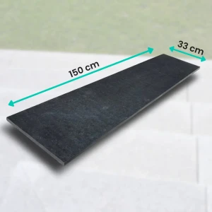 Basalttrappsteg G690 Bazalt Black 150x33x3 cm, flammad