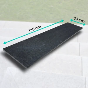 Basalttrappnos G690 Bazalt Black 135x33x2 cm (flammad yta)