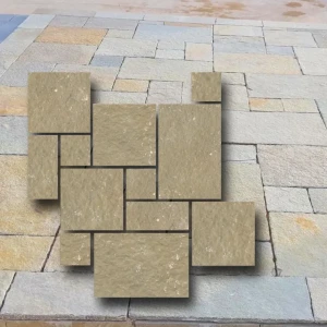 Tandur Yellow kalksten, naturfinish 3 cm – French Pattern set