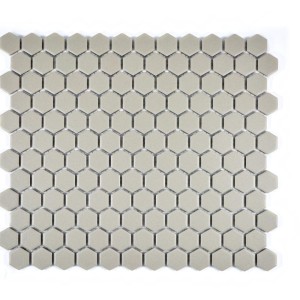 Hexagonmosaik ljusgrå matt porslinskeramik 26x30x0,5 cm