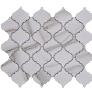Keramisk mosaik Calacatta Gold Arabesk, vit, matt 29,3×24,5×0,6 cm