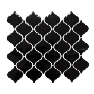 Svart keramisk mosaik Arabesk, polerad 293×245×6 mm