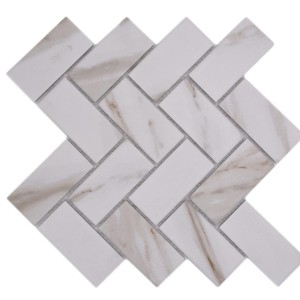Vit Calacatta Gold keramisk mosaik, rektangulär matt 27,4×27,9×0,65 cm