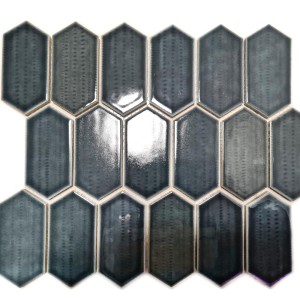 Svart polerad hexagonmosaik 25,3×29,3×0,75 cm (keramisk)