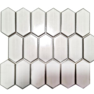 Vit keramisk hexagonmosaik, polerad — ark 253×293×7,5 mm