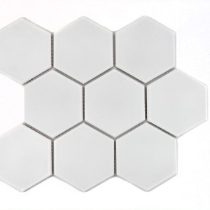 Vit hexagonmosaik i gres, matt 256x295,5x6,5 mm