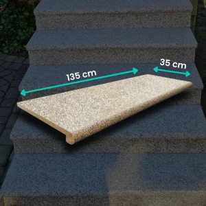 Granitsteg G682 135x35x2 cm – Bullnose, flammad yta