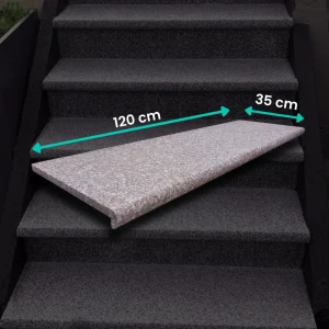 Granittrappsteg G664 120x35x2 cm – Bullnose, flammad yta