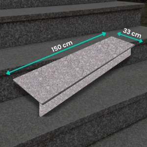 Zestaw Stopnica - Stopień + Podstopień Granitowy G664 150x33x2 / 150x15x2 Płomieniowany
