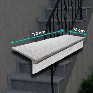 Granittrappset G603 – trappsteg 120×35×2 (flammad med bullnose) + sättsteg 120×15×2 (polerad)