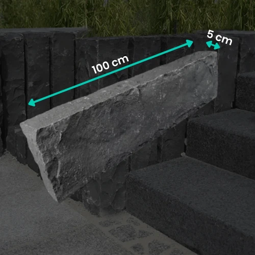 Palisada granitowa łupana | Obrzeże G690 Bazalt Black 100x20x5 cm