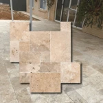 Travertin Blend Mix tumlad, Fransk mönster 12 mm — Romerskt kit (0,742 m²)