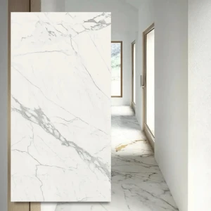 Statuario Book Match Faccia A Lux — sintrad kvartskiva 320x160 cm, 6 mm