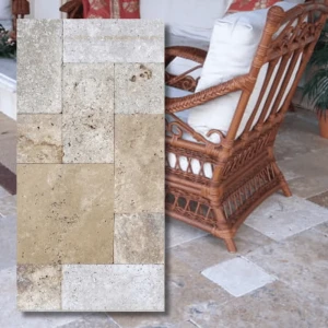 Travertin Blend Mix Tromlad dekorsten 15x7,5x1 cm