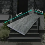 Trappsteg i kvartsit Silver Grey Leather 150x33x2 cm