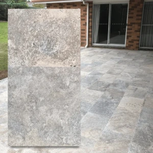 Travertin Silver Latte Greige, trumlad 40,6x61x1,2 cm