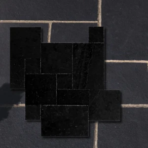 Kadappa Black Limestone, tumlad French Pattern – romerskt set 3 cm (1 set = 0,742 m²)