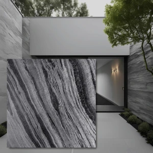 Kvartsitplatta Silver Grey Leather 60x60x1,2 cm