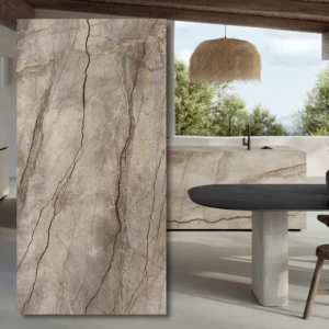 Silver Root Satin — sintrad kvarts 320x160x0,6 cm