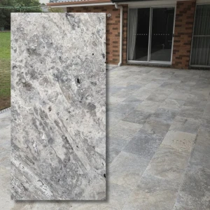 Travertin Silver Latte tumlad 40,6x61x3 cm