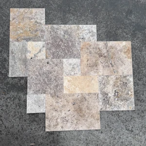 Trawertyn Silver Latte Bębnowany French Pattern 3cm 1kpl= 0,742m2 | Komplet Rzymski 4
