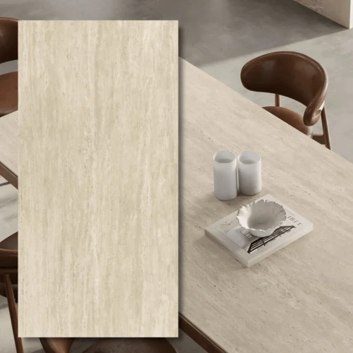 Spiek kwarcowy Travertino Pearl Hammered 320x160x0,6 cm