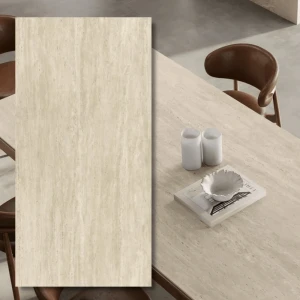Travertino Pearl Hamrad sintrad kvartsplatta 324x162x1,2 cm