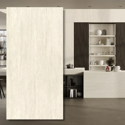 Spiek kwarcowy Travertino White Hammered 320x160x0,6 cm