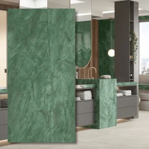 Sinterad kvarts Exotic Green, polerad 320x160x0,6 cm