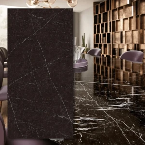Nero Marquina Polerad – sintrad kvartsplatta 324x162x1,2 cm
