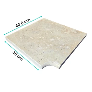 Trawertyn 3 cm Kamień Brzegowy narożnik Ivory 40,6x61 | Obrzeża do basenu Bullnose