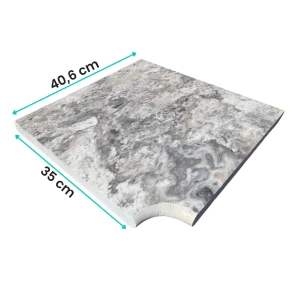 Trawertyn 3 cm Kamień Brzegowy narożnik Silver Latte 40,6x35 | Obrzeża do basenu Bullnose