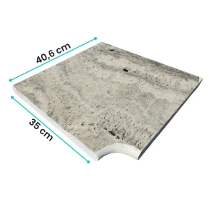 Trawertyn 3 cm Kamień Brzegowy narożnik Ash 40,6x35 | Obrzeża do basenu Bullnose
