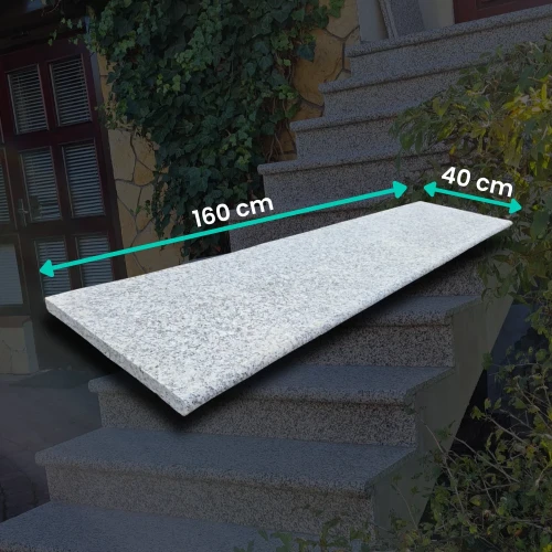 Stopnica Granitowa G602 płomieniowana / polerowana bullnose 160x40x3 cm