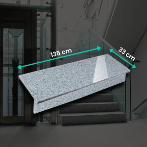Polerat granitset G602 135x33x2 / 135x15x2 — ljusgrå