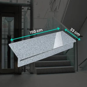 G602 Granitset — Polerat trappsteg 150x33x2 cm + sättsteg 150x15x2 cm, Bianco Sardo