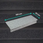 Granitset G603 – trappsteg 150x33x3 cm + sättsteg 150x15x2 cm, flammad, ljusgrå