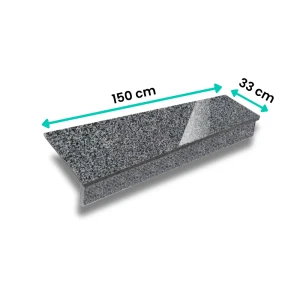 Zestaw Stopnica - Stopień + Podstopień Granitowy Dark Grey New G654 150x33x2 / 150x15x2 Polerowany